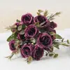 Suministro Listo de Ramos de Flores Artificiales Más Vendidos de Comercio Exterior para Decoración del Hogar Rosas Realistas de Seda de Gama Alta y Flores Artificiales