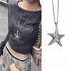 Colar de Dopamina "Estrela" Estrela Pequena Estilo Minimalista Pentagrama Corrente Longa para Moletom Pingente Versátil