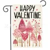 Bandera de Jardín Roja de Corazón y Rosa para el Día de San Valentín Transfronteriza Decoración Exterior de Lino Doble Cara