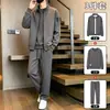 Conjunto Deportivo y de Ocio de Tres Piezas para Hombre Primavera/Otoño para Personas de Mediana Edad y Mayores, Holgado, Versátil, Sudadera de Cuello Redondo, Pantalones Deportivos, Chaqueta tipo cárdigan con cuello mao