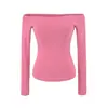 Camiseta corta de manga larga asimétrica picante para chica, nuevo estilo de otoño, top versátil ajustado sin hombros con sujetador incorporado, prenda básica