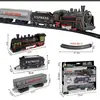 Tren de Pista Eléctrico Transfronterizo Juguete Niños Educativo Ensamblado Luz Artificial Retro Tren Pequeño Juguete de Pista