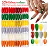 Caixa de Natal Amazon Unhas Vestíveis para Adultos Unhas Francesas Almond Brilhantes Foscas Esmalte de Unha Colorido Press-On