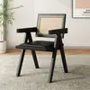 Cadeira de vime trançado nórdico varanda madeira maciça cadeira de jantar encosto casa lazer simples cadeira de vime pousada Chandigar metal