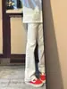 Jeans blancos elásticos microbota para mujer, primavera y otoño, talla grande, para tipos de cuerpo de pera, de cintura alta, adelgazantes, pantalones bootcut de pierna recta