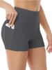 Pantalones de yoga de bolsillo europeos y americanos de tres puntos, shorts finos de cintura alta para verano, leggings deportivos de fitness de tres puntos anti-exposición