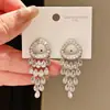 Pendientes de Plata Aguja Luz de Lujo Zirconio Redondo Gota de Agua Borla Pendientes de Nicho Exquisita Artesanía Pendientes Personalizados de Gama Alta para Mujeres
