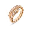 Anillo de Serpiente Pequeño de Diseño Nicho de Lujo Ligero con Diamantes Completos Chapado en Au750 Anillo de Dedo Índice de Hueso de Serpiente con Diamantes de Moda Ins para Mujer