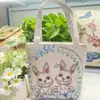 Bolsa de lona de jacquard bordado de dibujos animados 2024, moderna, artística, de hombro, versátil, para trabajo, para ir de compras, portátil