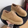 Zapatos Derby nuevos otoño caña baja Botas Martin hombre retro botas de trabajo suela gruesa que aumenta la altura transpirables zapatos de gamuza