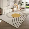 Alfombra minimalista de estilo crema para sala de estar moderna con base de silicona completa, antideslizante, fácil de limpiar, adecuada para uso doméstico como tapete de mesa de centro o alfombra de noche