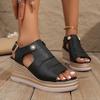 Sandalias de Tacón Alto de Paja de Talla Grande para Mujer, Nuevo Modelo 2025, Sandalias Romanas Peep-Toe de Suela Gruesa con Tacón Alto de Tira Única