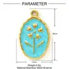 Colar com Pingente DIY Estrelas e Lua Europeias e Americanas com Gotejamento de Óleo para Mulheres Trevo de Quatro Folhas Flor Árvore Pequena Acessórios de Joias em Aço Inoxidável