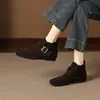 Nuevo estilo otoño e invierno 2026, efecto adelgazante, piel de ante, suela de goma suave, aumento de altura interior de 7 cm, botines estilo Birkenstock de suela gruesa