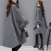 Capa de lã para garota plus size cheinha outono e inverno Novo casaco de cashmere feminino estilo Hepburn elegante xale de alta qualidade casaco de lã