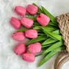 Tulipanes Artificiales Mini de PU Flores Falsas Transfronterizas Ramo de Novia Decoración del Hogar Plantas Artificiales Accesorios para Fotografía