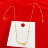 Colar de laço de ouro sorriso feminino high-end sentido ponto diamante luz luxo clavícula corrente imitação vietnamita areia ouro pingente