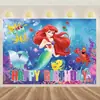 Tecido de Fundo Princesa Sereia Decoração de Festa de Aniversário Suprimentos Banner Sereia Subaquática Tecido de Fundo para Fotografia