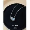 Colar com Pingente de Cabacinha Azul Explosivo para Mulheres, Design de Nicho de Luxo Acessível, Colar de Corrente para Clavícula com Zircônia Azul de Alta Qualidade