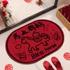 Tapete de Banheiro Oval Vermelho de Terra de Diatomáceas Ano Novo do Cavalo, Absorvente de Água, Secagem Rápida, Antiderrapante, Festivo para Banheiro Doméstico