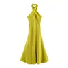 Comercio Exterior Ropa de Mujer 2026 Verano Nuevo Estilo Europeo y Americano Moda Vestido Cruzado Halter Mezclado 8741230 Poliéster