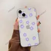 Capa de Celular Floral Roxa Estilo Europeu para iPhone 16, Capa Protetora Fresca e Simples para Apple 17Pm, Capa Macia Transparente de Cobertura Total