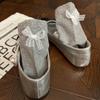 Estilo Coreano Nuevo Estilo Encaje Ballet Lazo Adornos Calcetines Estilo Blanco y Negro y Gris Estilo Popular en Línea Calcetines de Algodón Calcetines de Media Caña para Niños