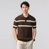 Nueva Camisa Polo de Manga Corta para Verano 2026 con Cuello Campana, Suéter de Punto de Moda Estilo Old Money, Camisa Polo Rayada Versátil
