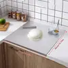 Tábua de Corte Dobrável de Aço Inoxidável com Borda, Placa Multifuncional Espessada para Cozinha Doméstica, Placa Grande de Tamanho Comercial para Sovar Massa e Cortar Legumes