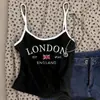 Ropa de Verano Nueva Estilo Americano para Mujer con Estampado de Letras Y2K Espalda Descubierta Estilo Deportivo Ajustada Camiseta sin Mangas Básica