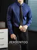Minimalismo! Camisa Masculina de Manga Longa Resistente a Amassados, Toque de Seda, Não Precisa Passar, para Primavera e Outono, High-End, para Ir ao Trabalho, Cor Sólida, Formal Profissional