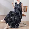 Nuevo vestido de algodón y seda de verano, vestido tipo tank moderno, de longitud media, por encima de la rodilla, corte holgado, casual, vestido largo talla grande