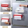 Caixa de lenços magnética, caixa de armazenamento de lenços umedecidos magnética forte para cozinha, suporte magnético de lenços umedecidos para o lado da geladeira doméstica