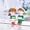Casal Natalino Sentado Micro-Paisagem DIY Bonsai Suculenta Artesanato Acessórios de Paisagismo Figuras de Plástico PVC Enfeites