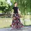 26 Nova Saia Estampada Estilo Boho Resort Europeu e Americano Primavera/Verão com Barra Larga para Mulheres