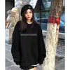 Moletom com Capuz Estilo Coreano para Mulheres no Outono e Inverno, Jaqueta Solta Oversize Estilo Preguiçoso, Blusa de Manga Longa com Gola Redonda