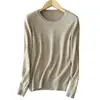 Suéter de punto para mujer otoño e invierno Nuevo Cuello redondo Delgado Sin lana Suéter corto Talla grande Pulóver Camiseta básica Venta al por mayor