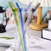 Fornecimento transfronteiriço de canudo de vidro com alto teor de borosilicato, canudo de suco de leite com cotovelo, canudo de vidro com borboleta colorida
