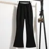Otoño 2025 Nuevo Baidu Pantalones Casuales Talla Grande Chicas Cintura Alta Elásticos Adelgazantes Acampanados Deportivos Pantalones de Chándal Modernos
