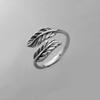 Anillo Doble Pluma Puerta Han Dong Temperamento Celebridad de Internet Sentido del Diseño Moda Hip Hop Anillo Abierto Pluma Vieja