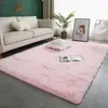 Alfombra de Pelo de Seda de Color Sólido Transfronteriza Alfombra Sencilla para Mesa de Café de Sala de Estar Alfombra Completa para Mesita de Noche de Dormitorio Alfombra de Pelo Largo PVpile Felpudo