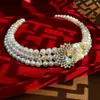 Collar de Perlas Multihilera con Diamantes de Cristal Atmósfera Exagerada Europea y Americana Gargantilla Corta Collar Celebridad de Internet Retro para Mujer