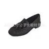 Mocassins Femininos Camurça de Segunda Camada/Couro Bovino de Primeira Camada Borla Sapatos Únicos Outono Inverno Bico Redondo Couro Genuíno Salto Baixo Sapatos Únicos de Corte Médio