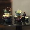 Acessórios para casa de boneca ob11 cena em miniatura de alto valor de cor xícara de café pires colher conjunto de três peças modelo de brinquedo D556