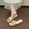Chinelos Plataforma Femininos 2026 Novo Verão Outdoor Laço Estilo Fada Temperamento Combinando com Saias Sandálias de Dedo Aberto