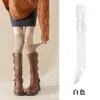 Meias 100% Algodão Acima do Joelho para Mulheres, Botas Brancas Longas de Outono, Meias Longas Empilhadas na Coxa, Joelheiras de Maternidade, Meias Longas Antiderrapantes