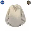 Suéter Pesado Talla Grande para Hombre Marca Nasa Otoño Cuello Semiabierto Holgado Casual Estilo Old Money Tejido de Punto Suéter