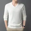 Nuevo Suéter de Punto para Hombre Otoño e Invierno Cuello en V Manga Larga Suéter Básico de Punto Cálido Casual Ropa Interior Suéter de Color Sólido Tendencia
