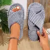 Nuevas Pantuflas de Invierno para Mujer de Talla Grande Transfronterizas, Zapatos de Felpa Cálidos y Cómodos para Maternidad, Pantuflas de Algodón Versátiles y Modernas
