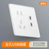 Panel de Interruptor y Enchufe de Vidrio Templado Ultra-delgado Color Blanco Mate Electricista Internacional Hogareño de Pared Una Apertura Doble 5 Agujeros usb